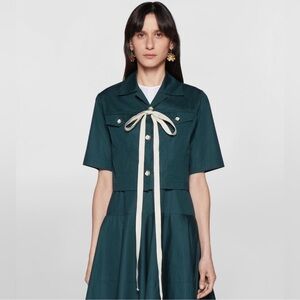Marni Cotton Poplin Sleeveless Dress Emerald